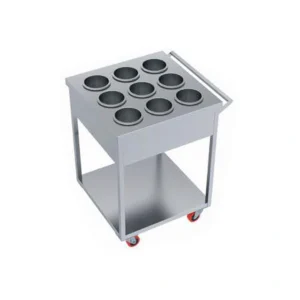 Masala Trolley – Round Container | ASMW Kitchen Equipment Goa | Stainless Steel Commercial Kitchen Equipment