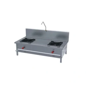 Two Burner Range with Water Tap and Drainage – ASMW Kitchen Equipment Goa | Stainless Steel Commercial Kitchen Equipment for Hotels and Cloud Kitchens